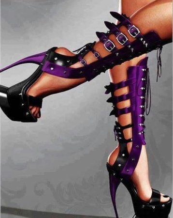 black and Purple heels