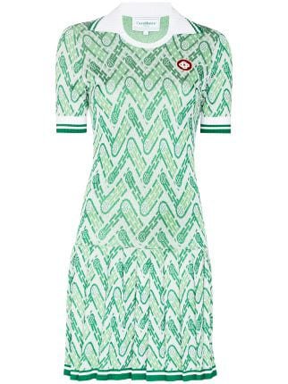 Casablanca monogram-print Pleated Mini Dress - Farfetch