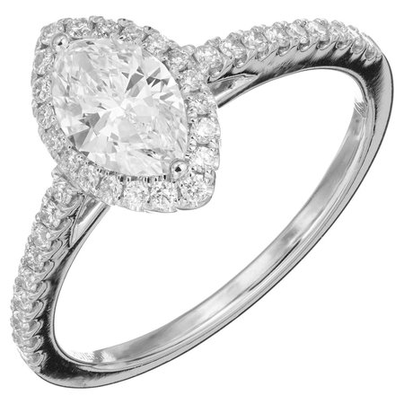 Sylvie EGL Certified .67 Carat Diamond Halo White Gold Engagement Ring For Sale at 1stDibs