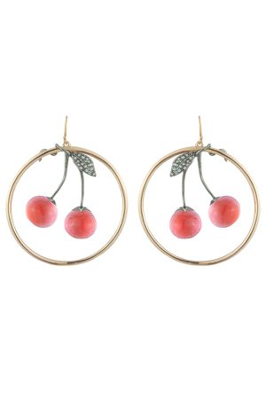 Crystal Encrusted Knotted Cherry Hoop Earring by Alexis Bittar at...