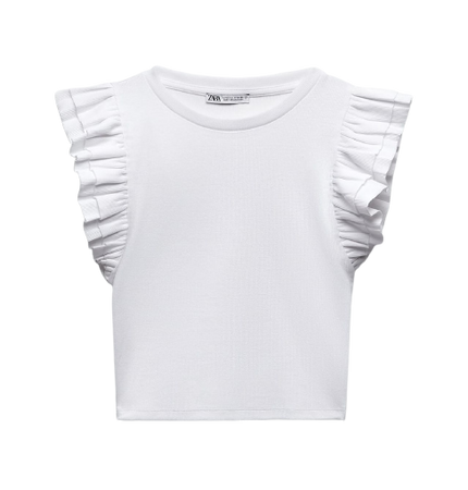 zara white ruffle sleeve shirt, preppy shirt