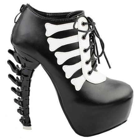 Boned Rib Cage Ankle Booties Spinal Cord Creepy Goth Style Kawaii Babe