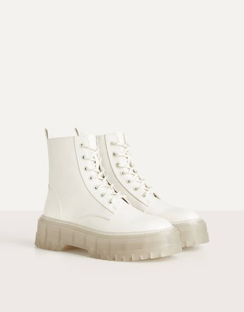 Platform ankle boots with track sole - New - Bershka United States