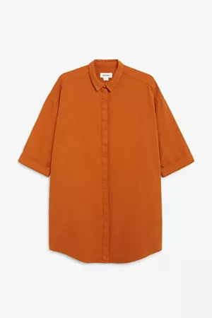 Hidden button shirt dress - Pumpkin orange - Dresses - Monki WW