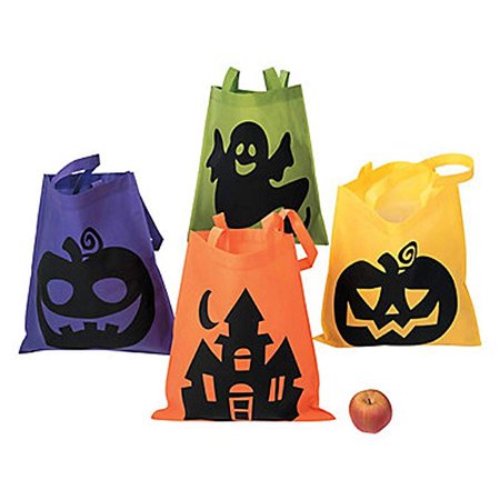 Amazon.com: 4 Large Neon HALLOWEEN Trick or Treat TOTES/BAGS/PARTY FAVORS/Goodie Bags/POLYESTER/GHOST Pumpkin WITCH/ICONIC/16" X 16": Home & Kitchen