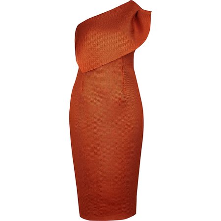 Orange midi fishnet bodycon dress | River Island