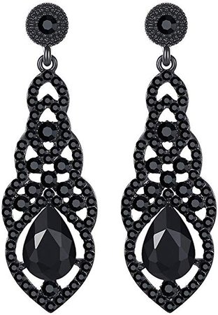 Amazon.com: mecresh Black Teardrop Earrings for Women Girls Crystal Dangle Drop Earrings: Jewelry