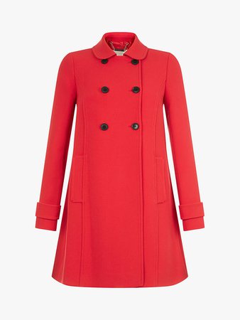 Hobbs Adrienne Double Breasted Pea Coat, Bright Red at John Lewis & Partners