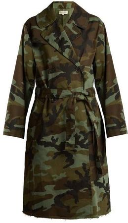 Farrow Camouflage Print Cotton Blend Trench Coat - Womens - Khaki