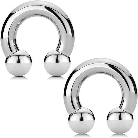 Amazon.com: BodyJ4You 2PCS Horseshoe Circular Barbell Stainless Steel 00G CBR 19mm Nipple Ear Lobe Body Piercing : Clothing, Shoes & Jewelry