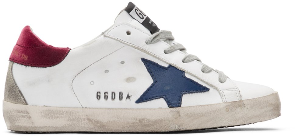 Golden Goose, White & Blue Superstar Sneakers