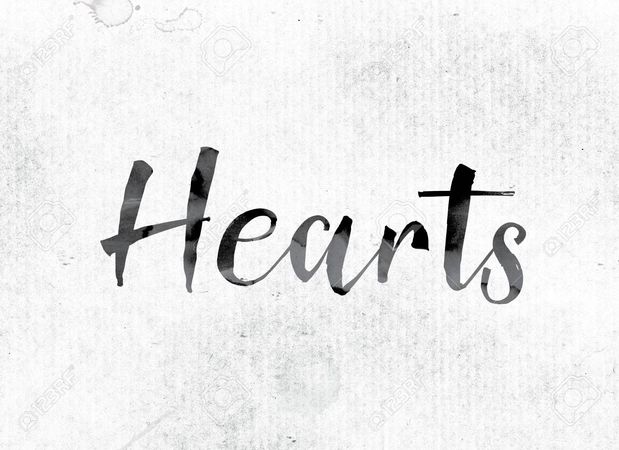 The Word "Hearts" Concept And Theme Painted In Watercolor Ink On A White Paper. Stock Photo, Picture and Royalty Free Image. Image 64650851.