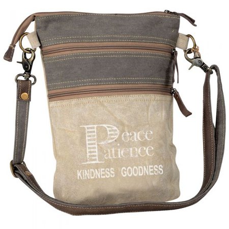 Peace Patience Kindness Goodness Canvas & Leather Cross Body Bag Purse by Clea Ray