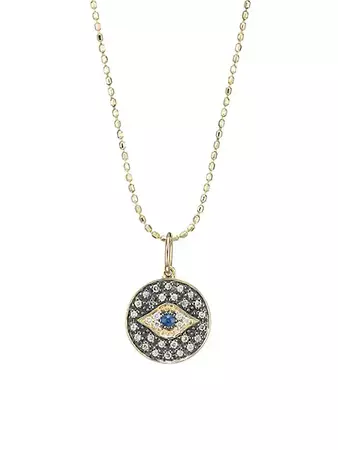 Shop Sydney Evan Diamond & 14K Gold Small Evil Eye Medallion Pendant Necklace | Saks Fifth Avenue