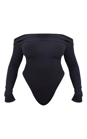 Black Soft Rib Bardot Bodysuit $28