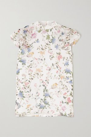 White Opal ruffled printed silk-voile blouse | Erdem | NET-A-PORTER