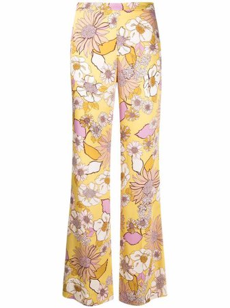 SANDRO floral-print straight-leg trousers