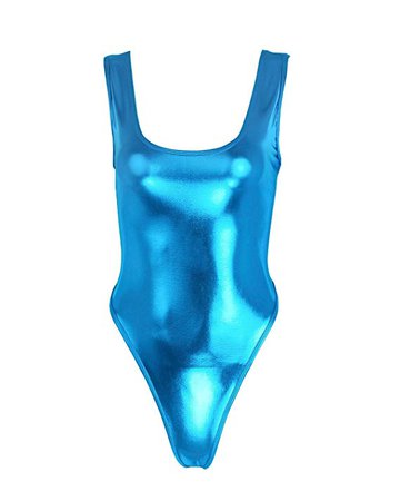 Amazon.com: TiaoBug Womens Sleeveless High Cut Patent Leather Thong Gymnastics Leotard Sky Blue One Size: Gateway
