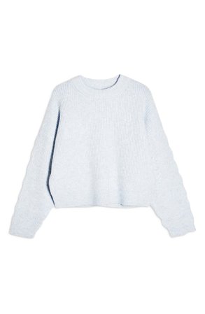 Topshop Cable Knit Sleeve Sweater blue