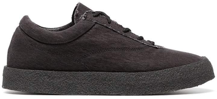 graphite Crepe suede canvas flat sneakers