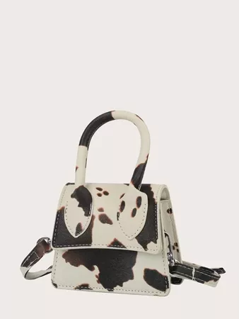 Mini Cow Pattern Flap Satchel Bag | SHEIN USA