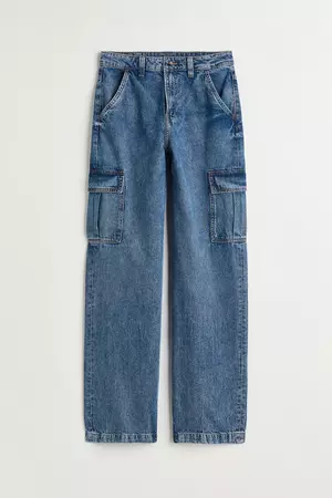 90s Baggy High Waist Jeans - Denim blue - Ladies | H&M