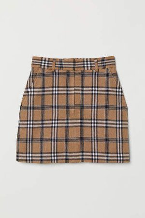 H&M Checked Skirt - Beige
