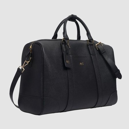 Black Duffel Bag - Monogram Leather Travel Accessories | The Daily Edited