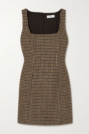 Brown Hailey houndstooth wool-tweed mini dress | Racil | NET-A-PORTER