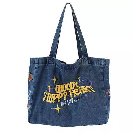 Groovy Trippy Heart Denim Bag | BOOGZEL Clothing – Boogzel Clothing