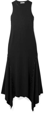 Ojoie Silk Satin-paneled Stretch-cady Midi Dress - Black