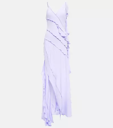 Asymmetric Silk Chiffon Gown in Purple - Victoria Beckham | Mytheresa
