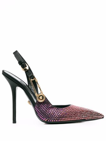 Versace Safety Pin crystal-embellished Pumps - Farfetch