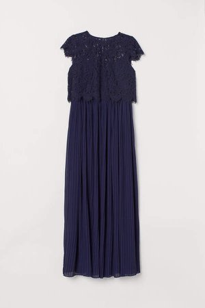 H&M+ Long Pleated Dress - Blue