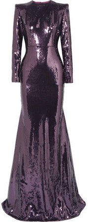 Felix Sequined Satin Gown - Purple