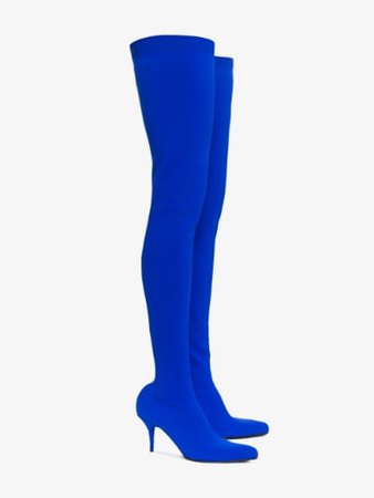 Balenciaga blue Round 80 knit thigh high boots | Browns