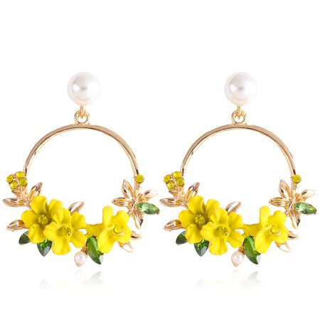 floral hoop earring yellow