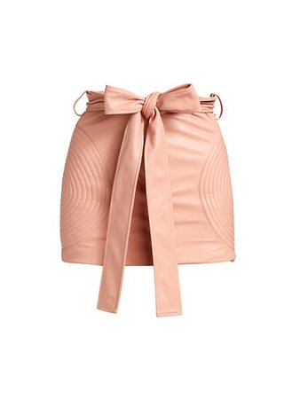 LaQuan Smith Paper Bag Moto Cross Mini Skirt