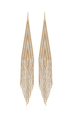 14K Gold and Silver Fringe Earrings by Lisa Eisner | Moda Operandi