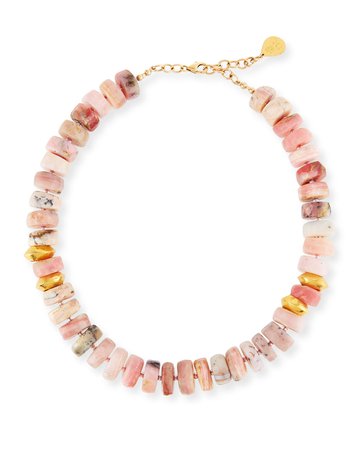 Devon Leigh Short Pink Opal Nugget Beaded Necklace