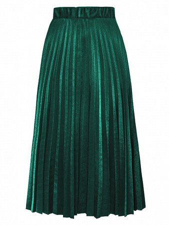 Green High Waist Velvet Pleated Midi Skirt | Choies