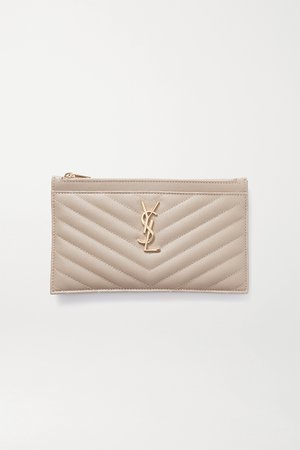 Beige Monogramme quilted textured-leather pouch | SAINT LAURENT | NET-A-PORTER
