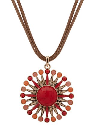 Chaps 16 Inch Gold Tone Coral Flower Pendant Necklace