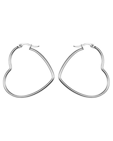 Amazon.com: New Ethnic Style Geometric Hoop Earrings Gold Silver Color Alloy Tone Bamboo Punk Women Jewelry (heart silver): Clothing, Shoes & Jewelry
