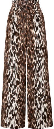 Bobby Belted Leopard-print Silk-crepe Wide-leg Pants - Leopard print