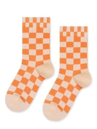 orange checkered socks