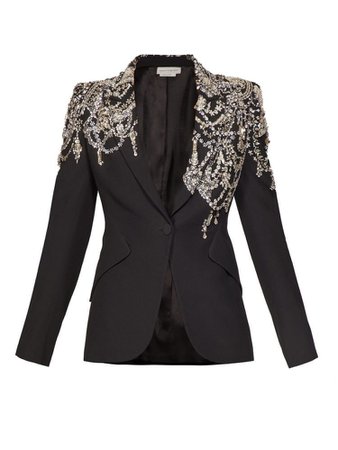 ALEXANDER MCQUEEN Crystal-Embellished Jersey Blazer Jacket