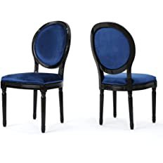 Amazon.com - Christopher Knight Home Camille Traditional Velvet Dining Chairs, 2-Pcs Set, Navy Blue / Gloss Black - Chairs