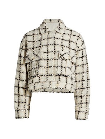 Shop ANINE BING Adriana Windowpane-Checked Tweed Jacket | Saks Fifth Avenue