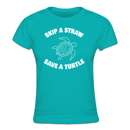 Skip A Straw Save A Turtle Dames t-shirt